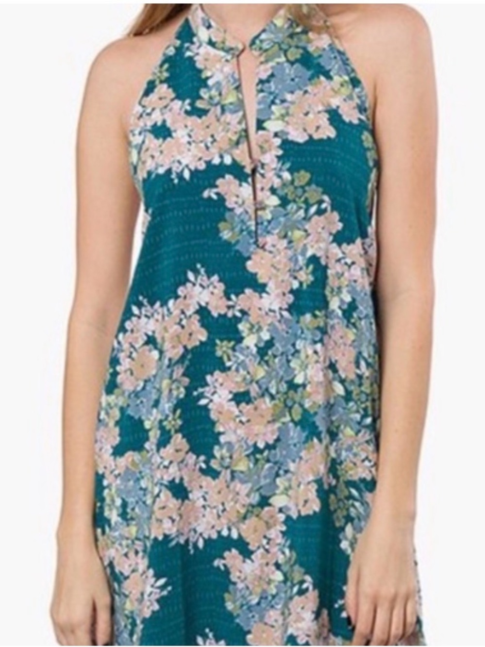 O’Neill Floral Halter Mini Dress - Teal Floral